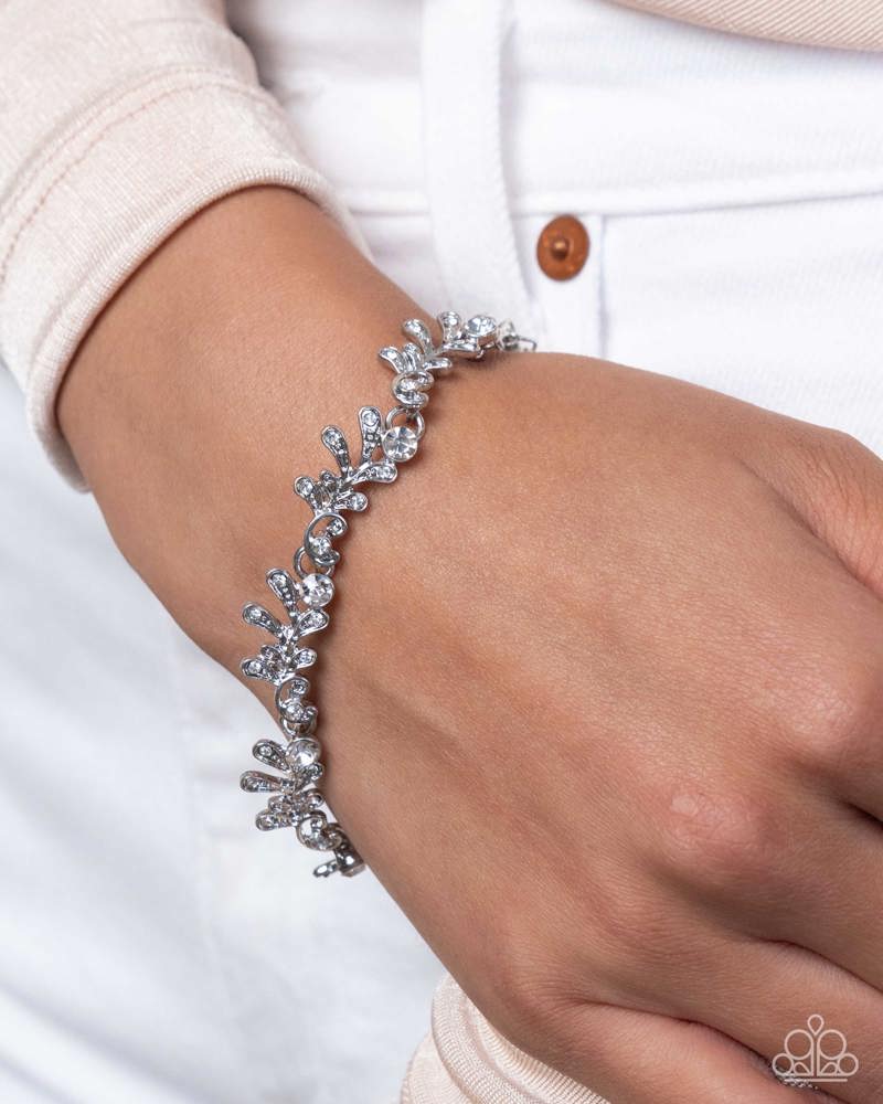 Complete Look - Leafy Lady Necklace and Leafy Lady Bracelet White Silver 2-Piece Set - Paparazzi