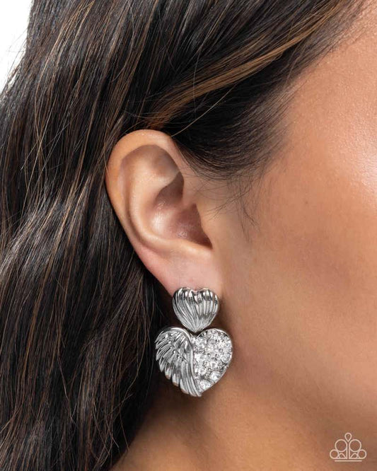 Angelic Adornment Earrings - White | Paparazzi Accessories