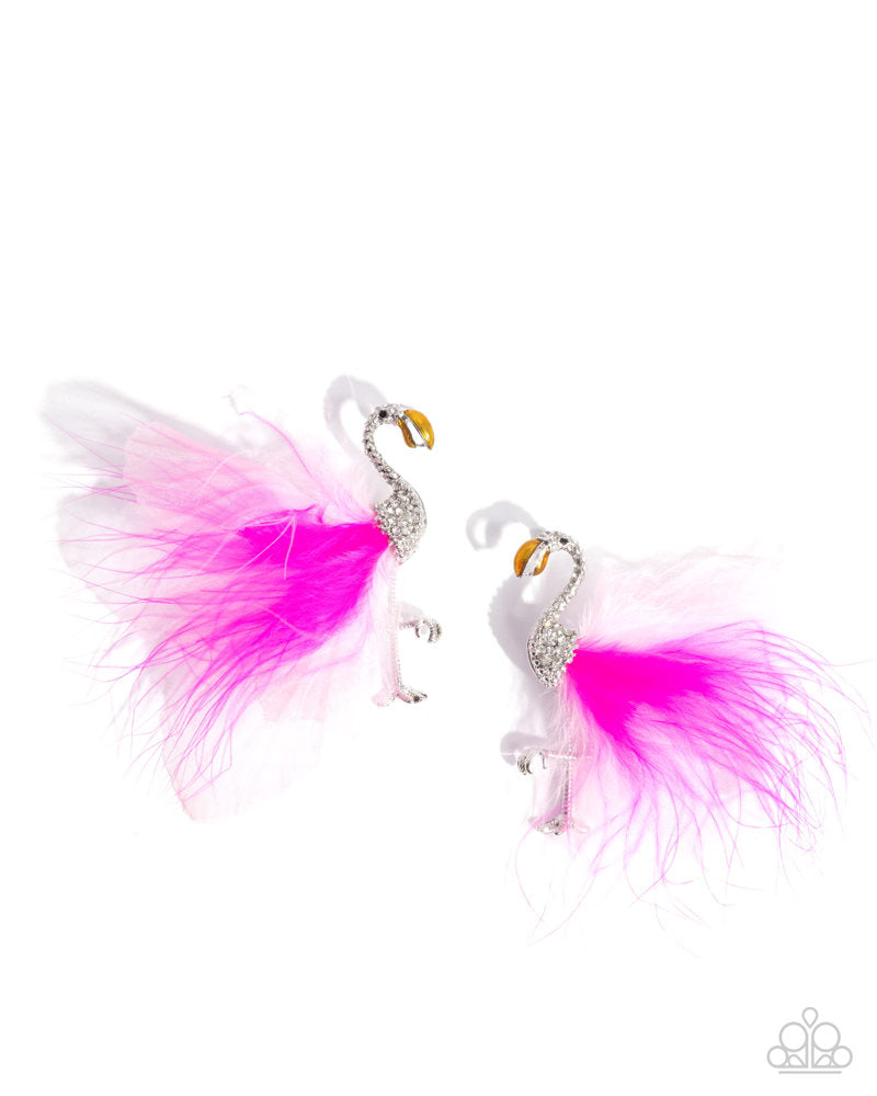 Feathered Flamingo Earrings - Pink image 2