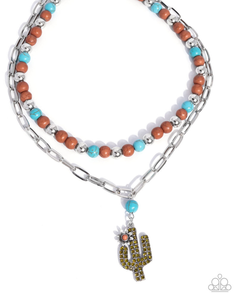 Complete Look - Cactus Cascade Necklace and Cactus Cause Earrings - Brown 2-Piece Set - Paparazzi
