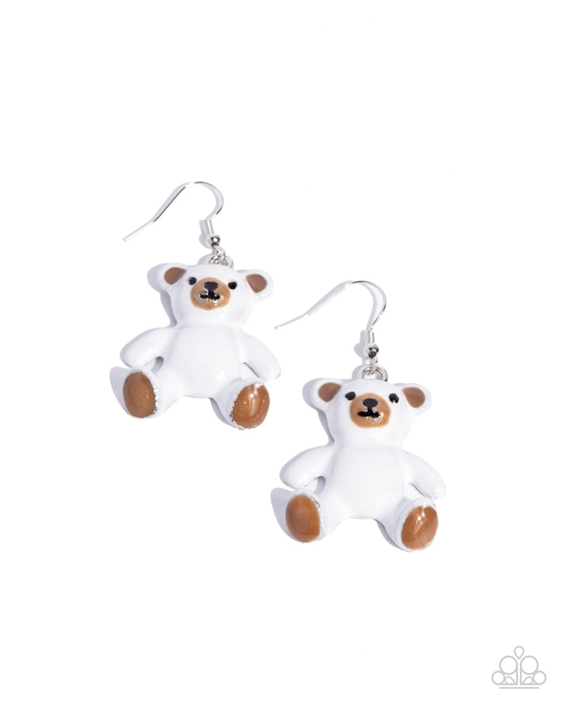 Teddy Trinket Earrings - White | Paparazzi Accessories image 2
