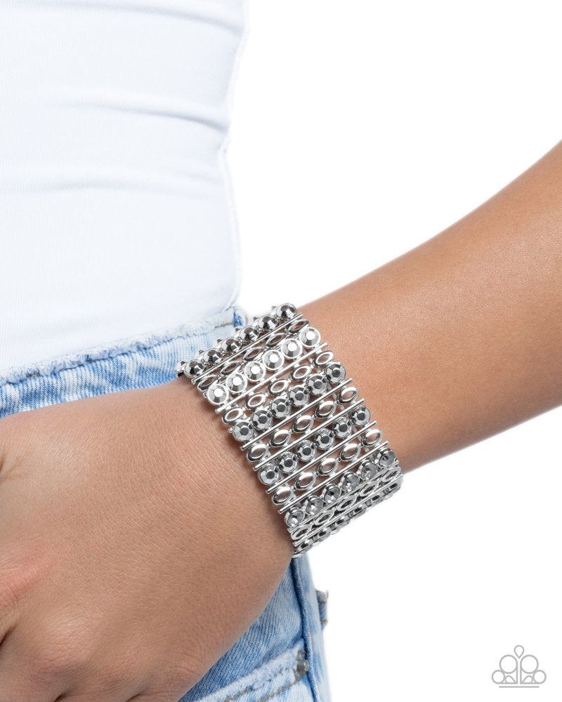 Reflective Rows - Silver | Paparazzi Accessories