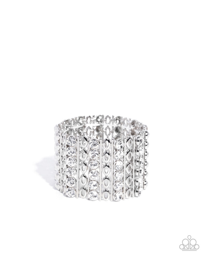 Reflective Rows - White | Paparazzi Accessories