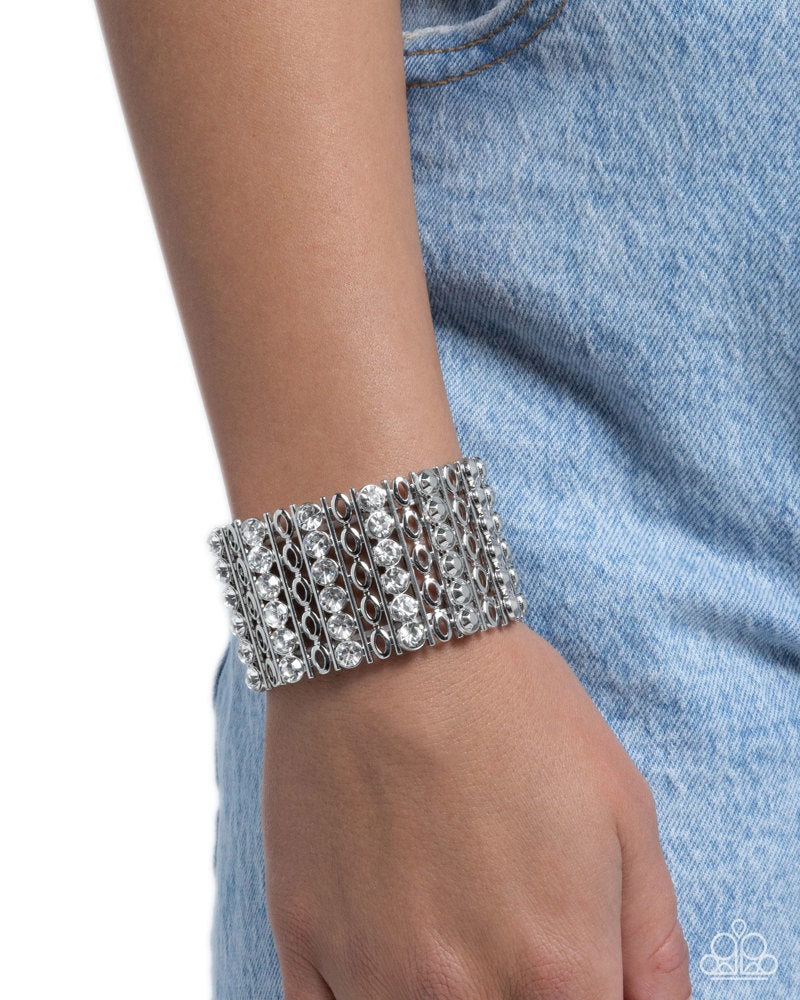 Reflective Rows - White | Paparazzi Accessories