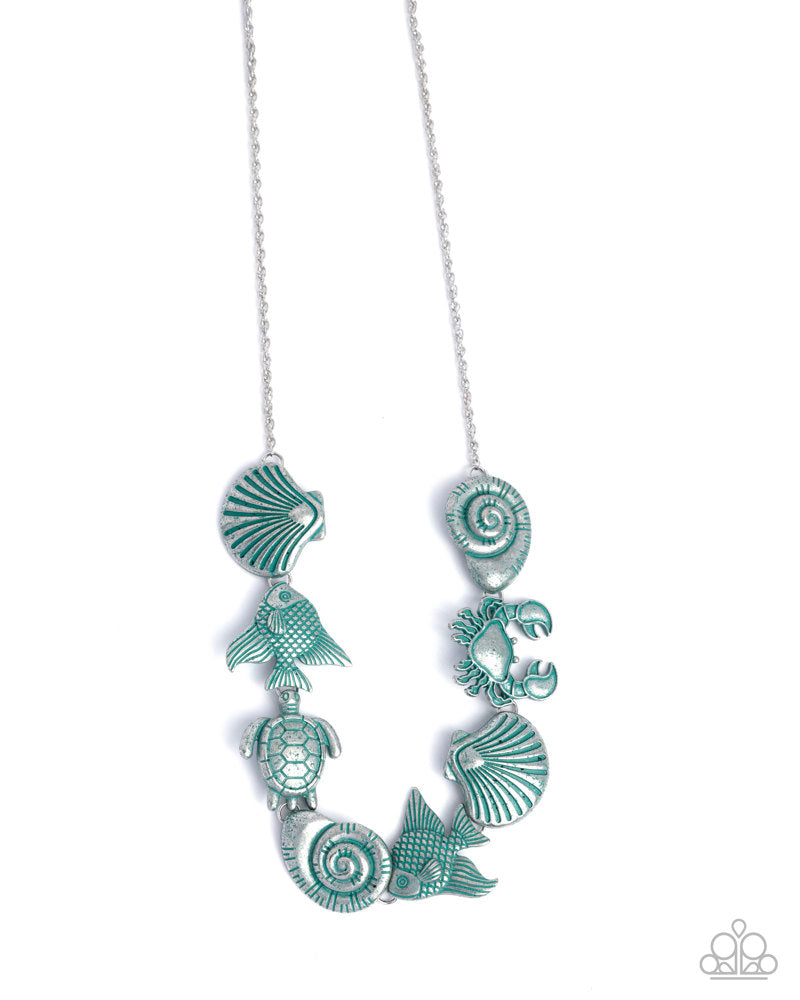 Complete Look - Coastal Shelf Necklace and Costal Cay Bracelet Blue Beachy Charm 2-Piece Set - Paparazzi