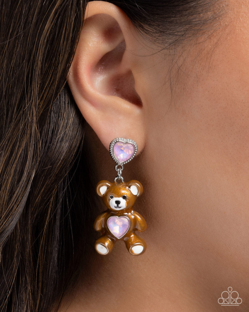 Traditional Teddy Earrings - Pink image 3