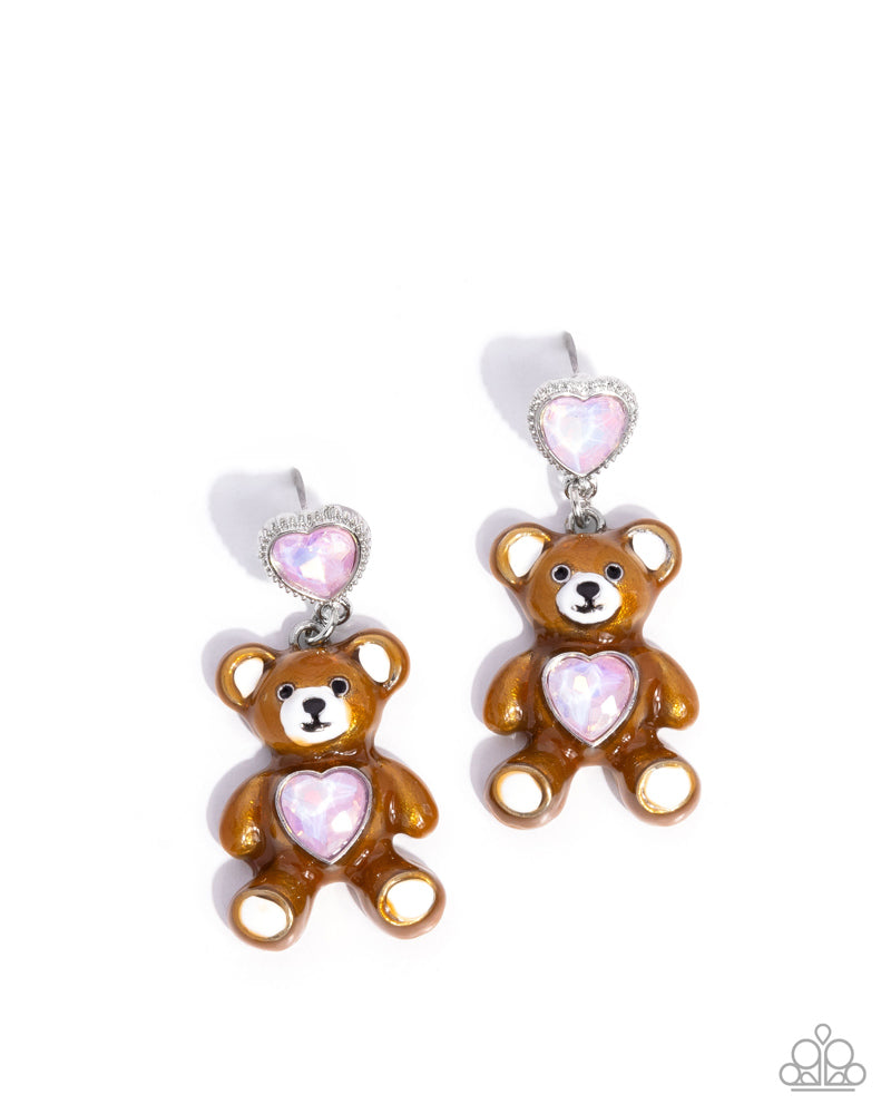 Traditional Teddy Earrings - Pink image 2