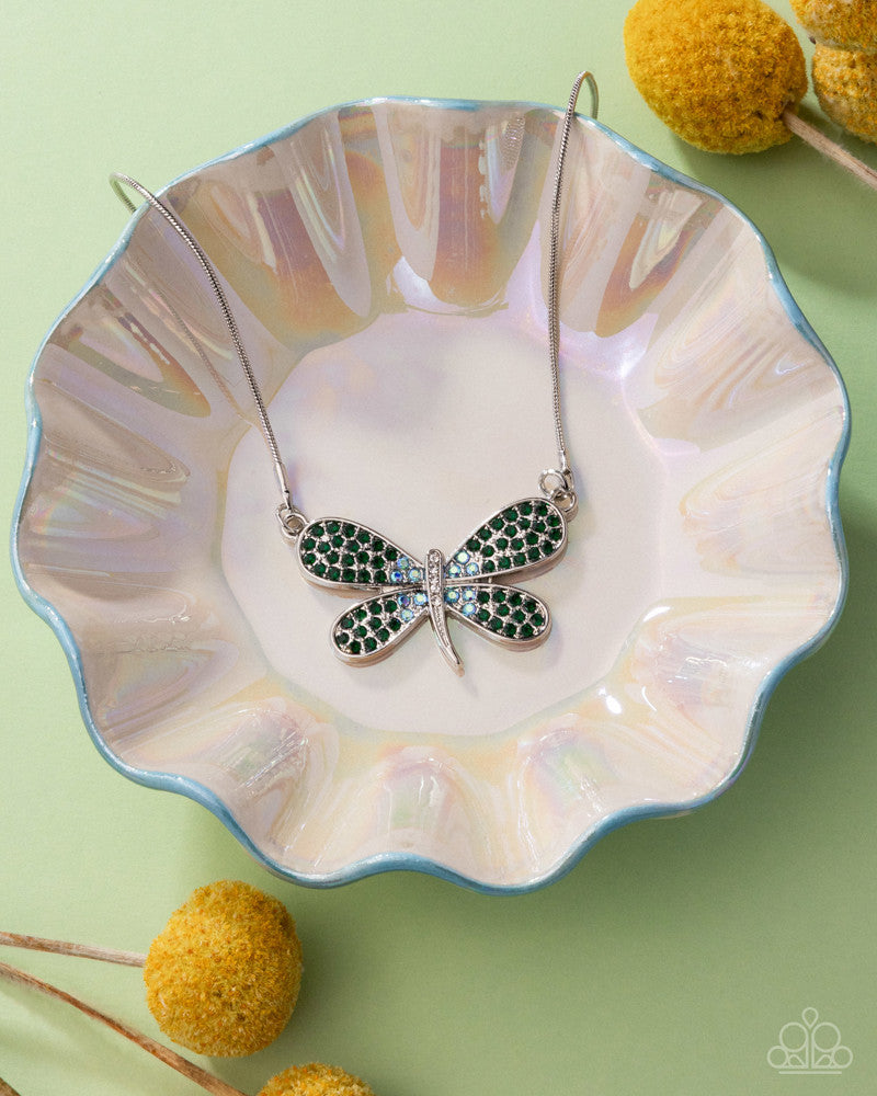 Dragonfly Direction Necklace - Green | Paparazzi Accessories