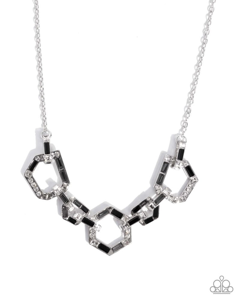 Geometric Glitter Necklace - Black | Paparazzi Accessories image 2