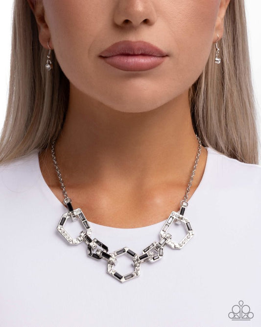 Geometric Glitter Necklace - Black | Paparazzi Accessories image 3