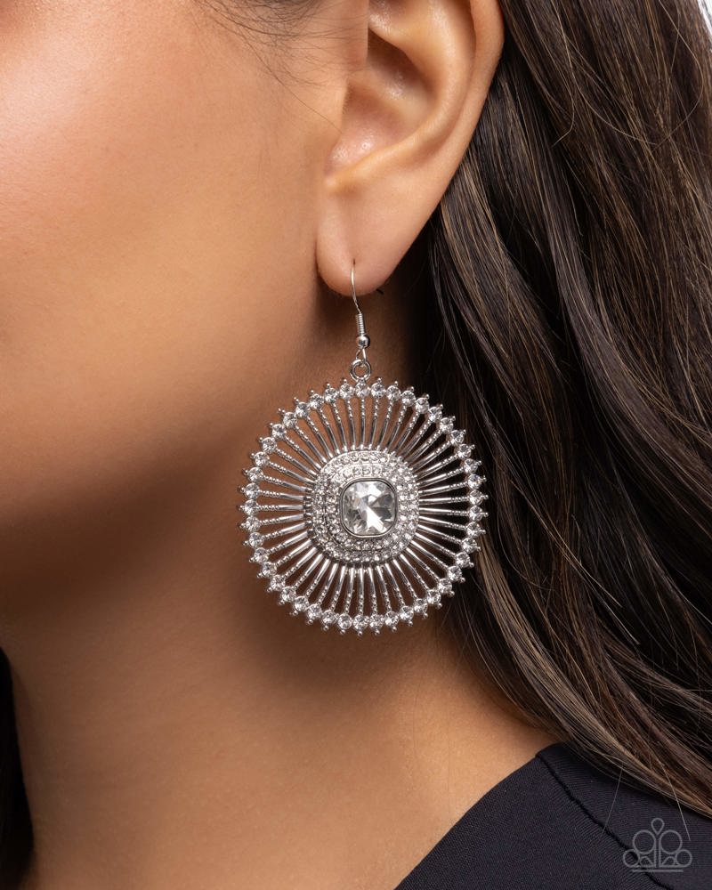 Wonderful Wheel Earrings - White