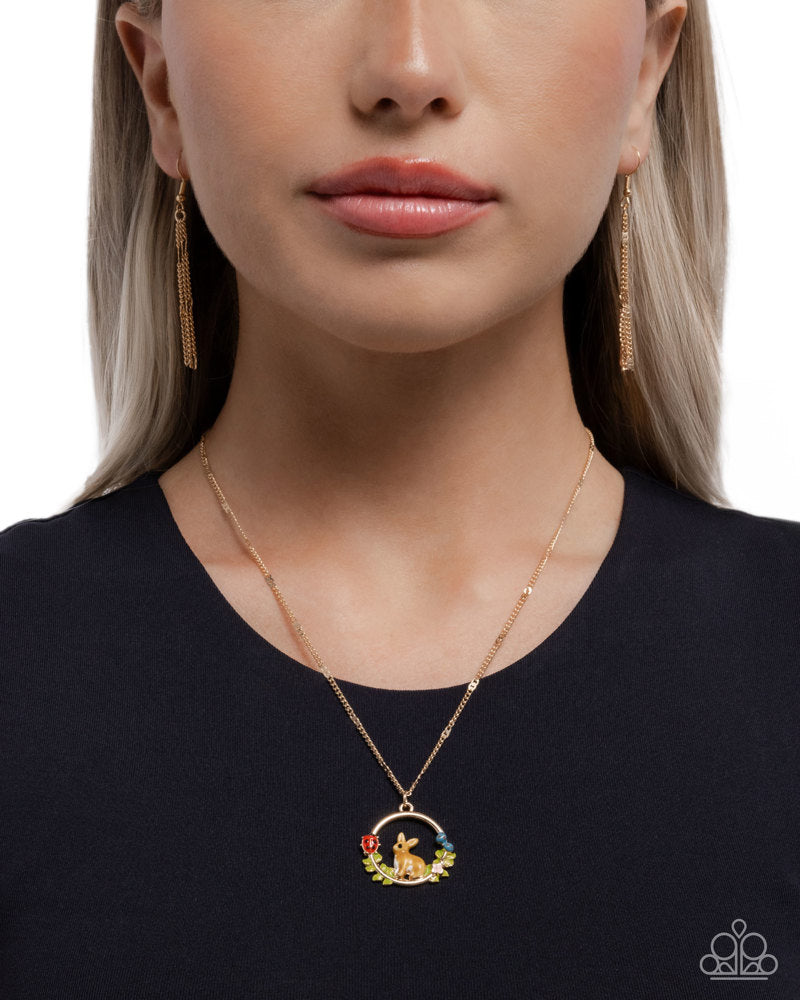 Easter Emblem Necklace - Gold | Paparazzi Accessories image 3