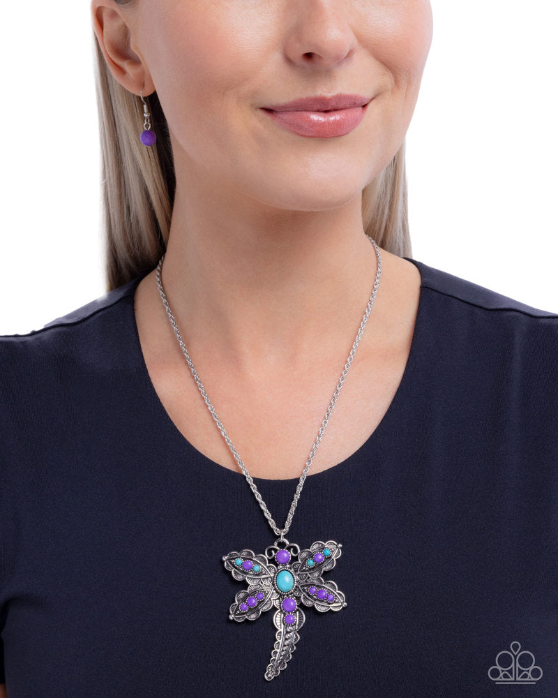 Dauntless Dragonfly Necklace - Purple | Paparazzi Accessories image 3