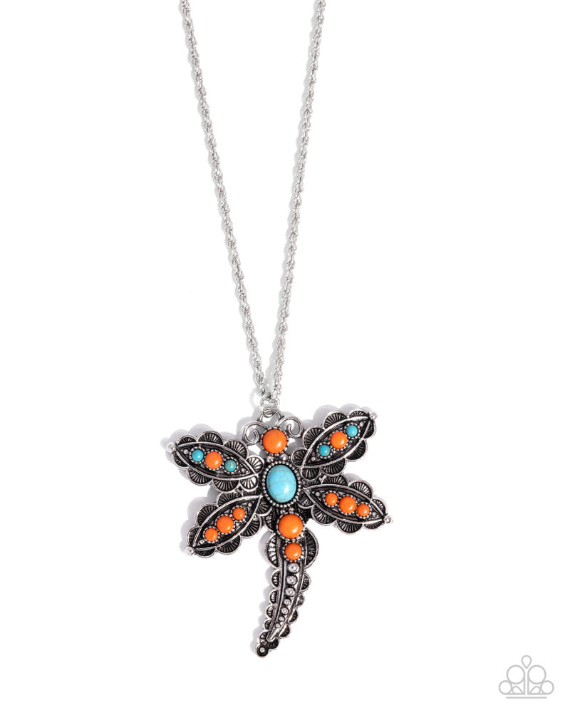 Dauntless Dragonfly Necklace - Orange | Paparazzi Accessories image 2