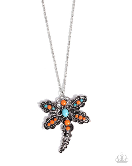 Dauntless Dragonfly Necklace - Orange | Paparazzi Accessories image 2