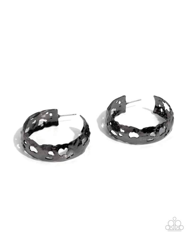 Warped Whisper Earrings - Black | Paparazzi Accessories image 3