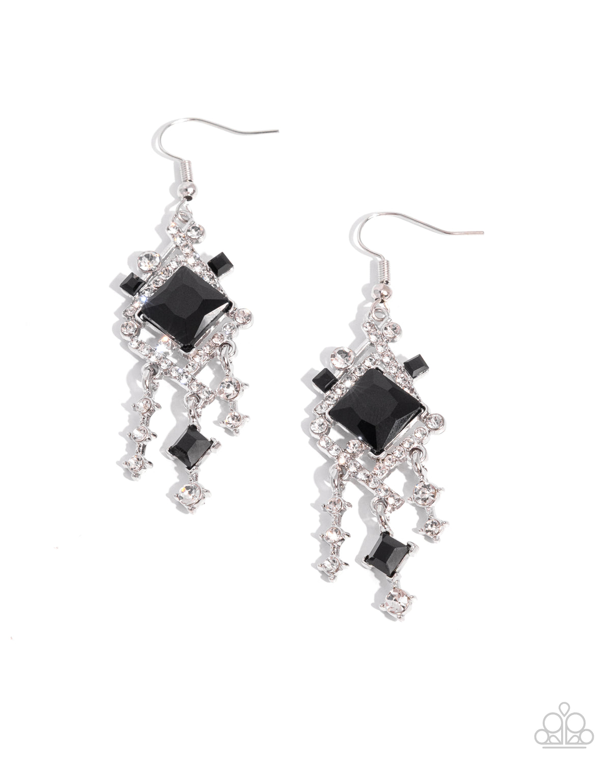 Square Sashay Earrings - Black | Paparazzi Accessories image 2