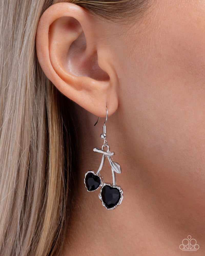 Courting Cherries Earrings - Black | Paparazzi Accessories image 3