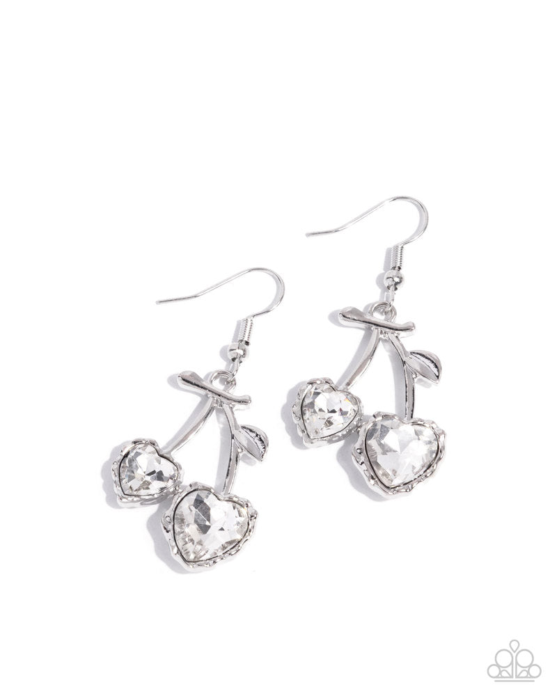 Courting Cherries Earrings - White | Paparazzi Accessories image 2