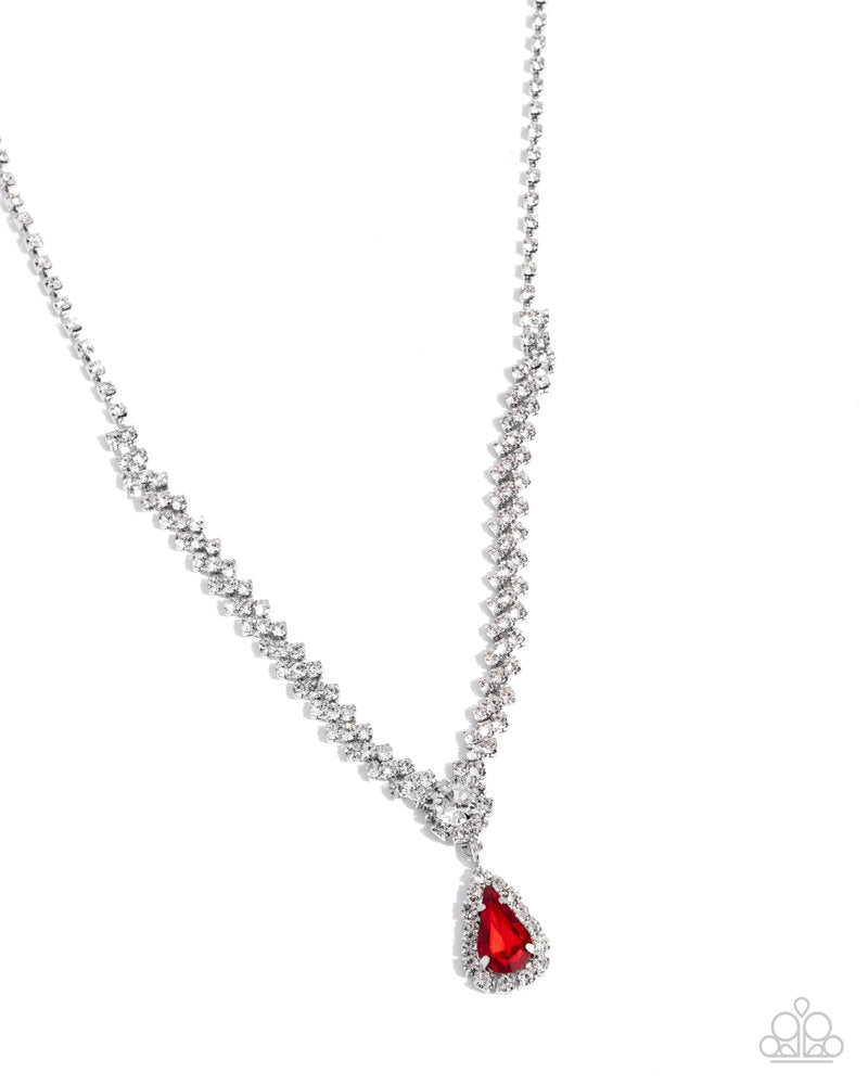 Teardrop Trimming Necklace - Red image 3