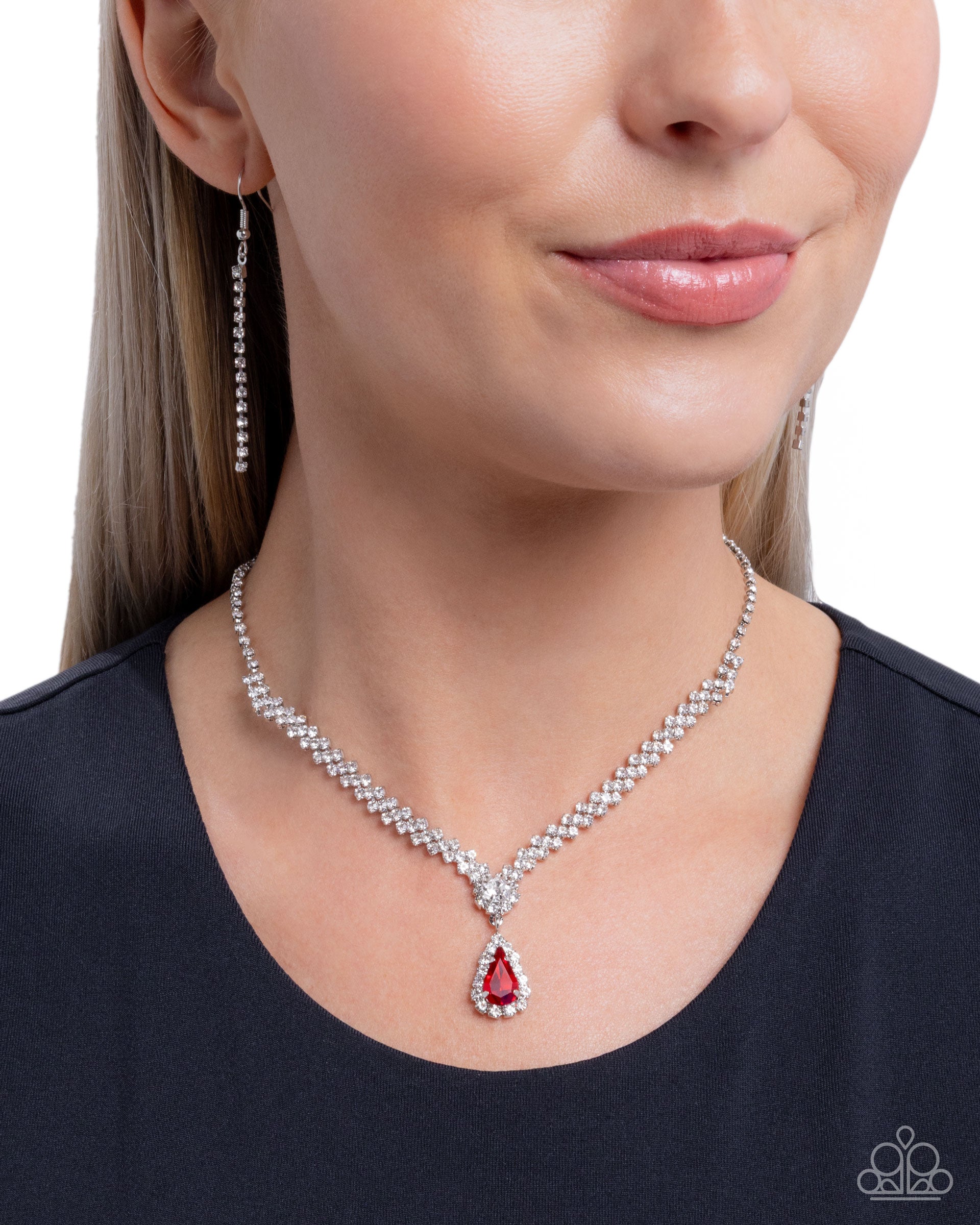Teardrop Trimming Necklace - Red image 4