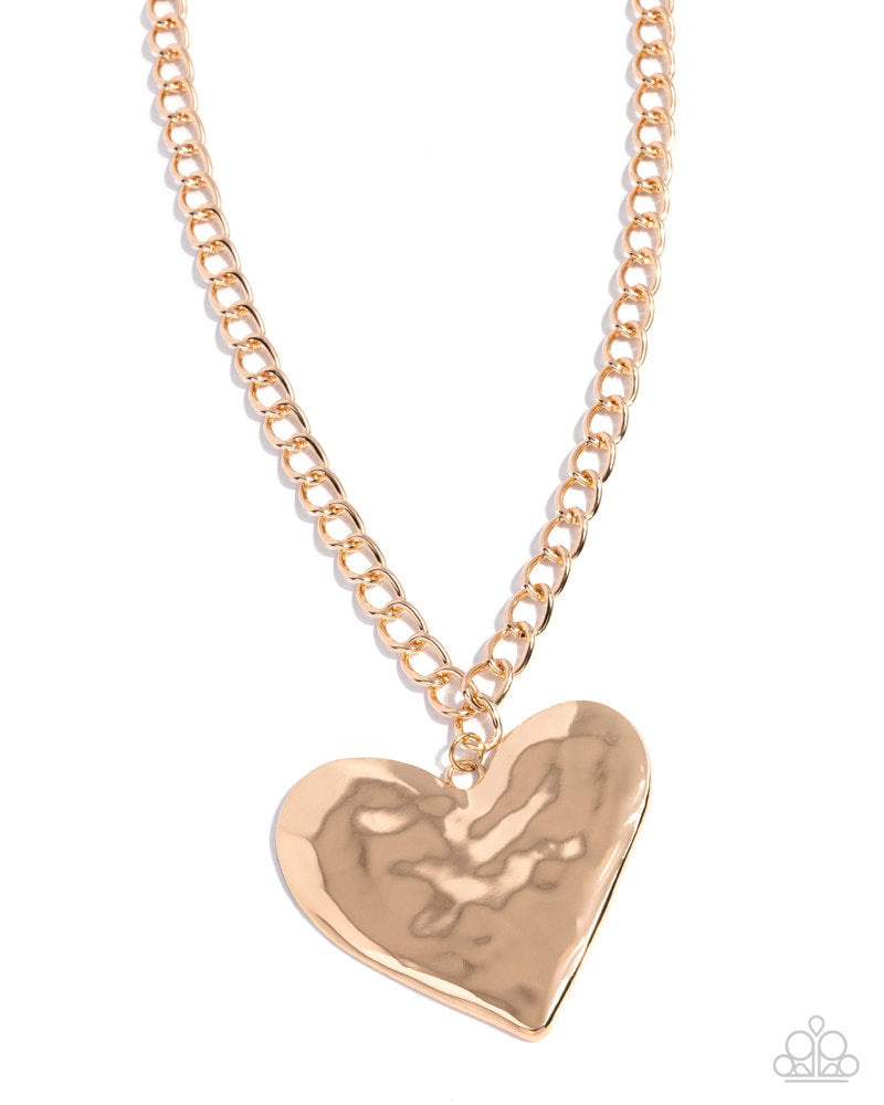 Hammered Heartthrob Necklace - Gold image 2