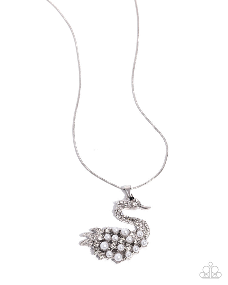Swan Shimmer Necklace - White | Paparazzi Accessories image 2