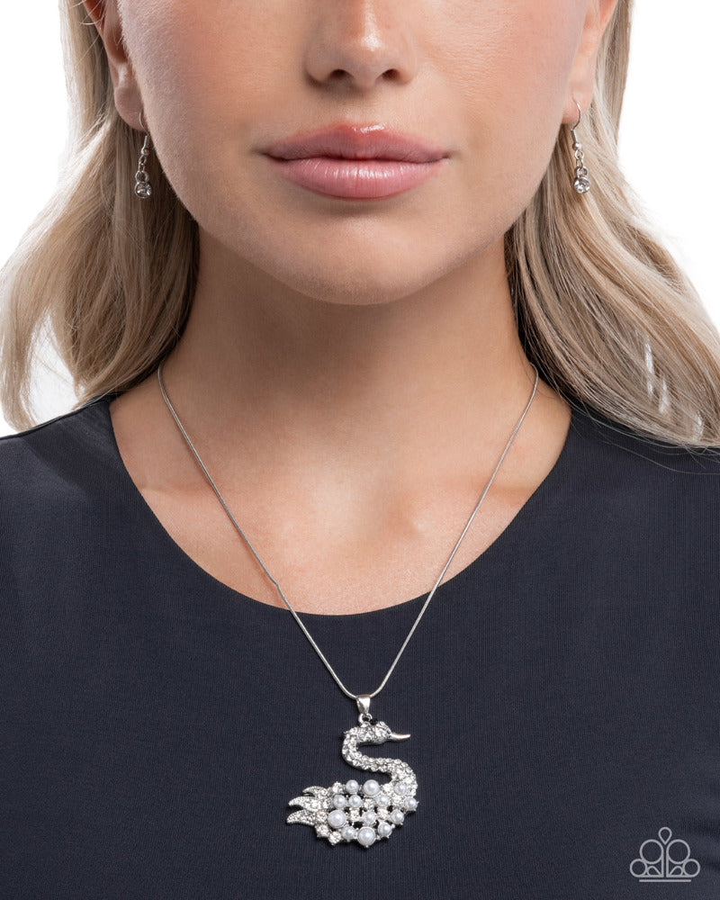 Swan Shimmer Necklace - White | Paparazzi Accessories image 3