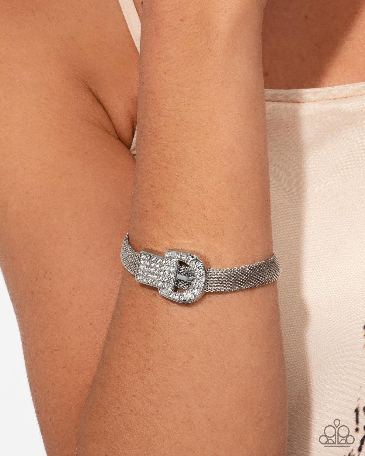 Boldly Buckled Bracelet - White | Paparazzi Accessories