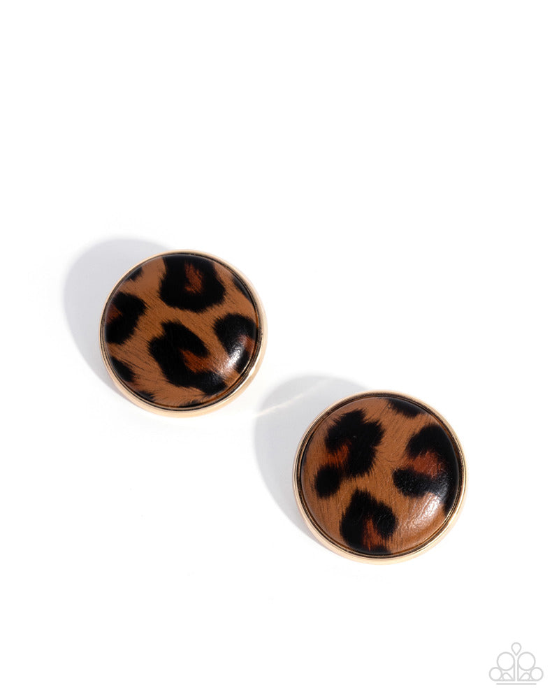 Cheetah Centerpiece Earrings - Gold | Paparazzi Accessories image 2