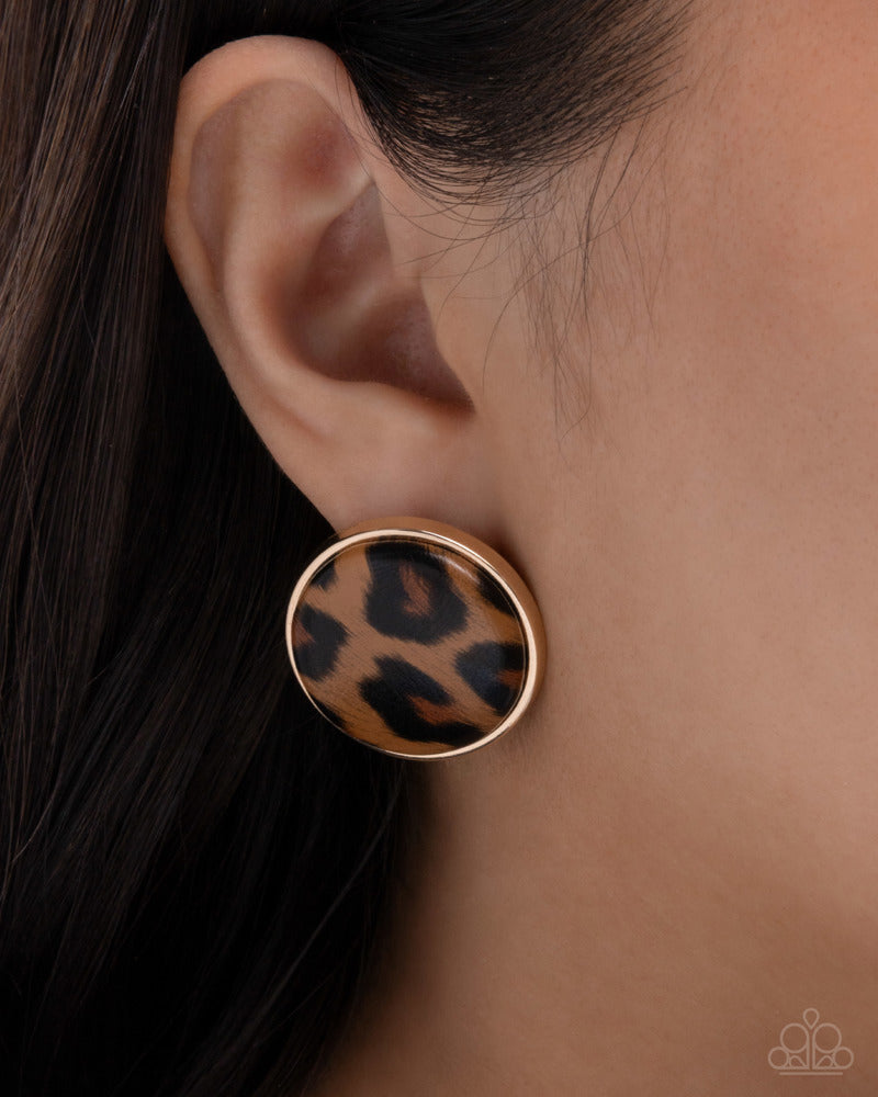 Cheetah Centerpiece Earrings - Gold | Paparazzi Accessories