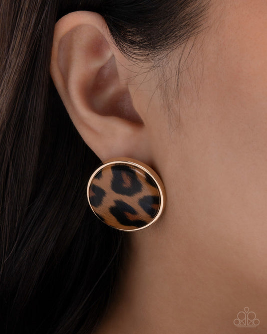 Cheetah Centerpiece Earrings - Gold | Paparazzi Accessories