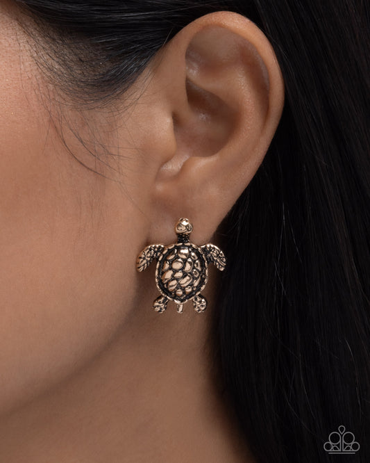 Turtle Taste Earrings - Gold | Paparazzi Accessories