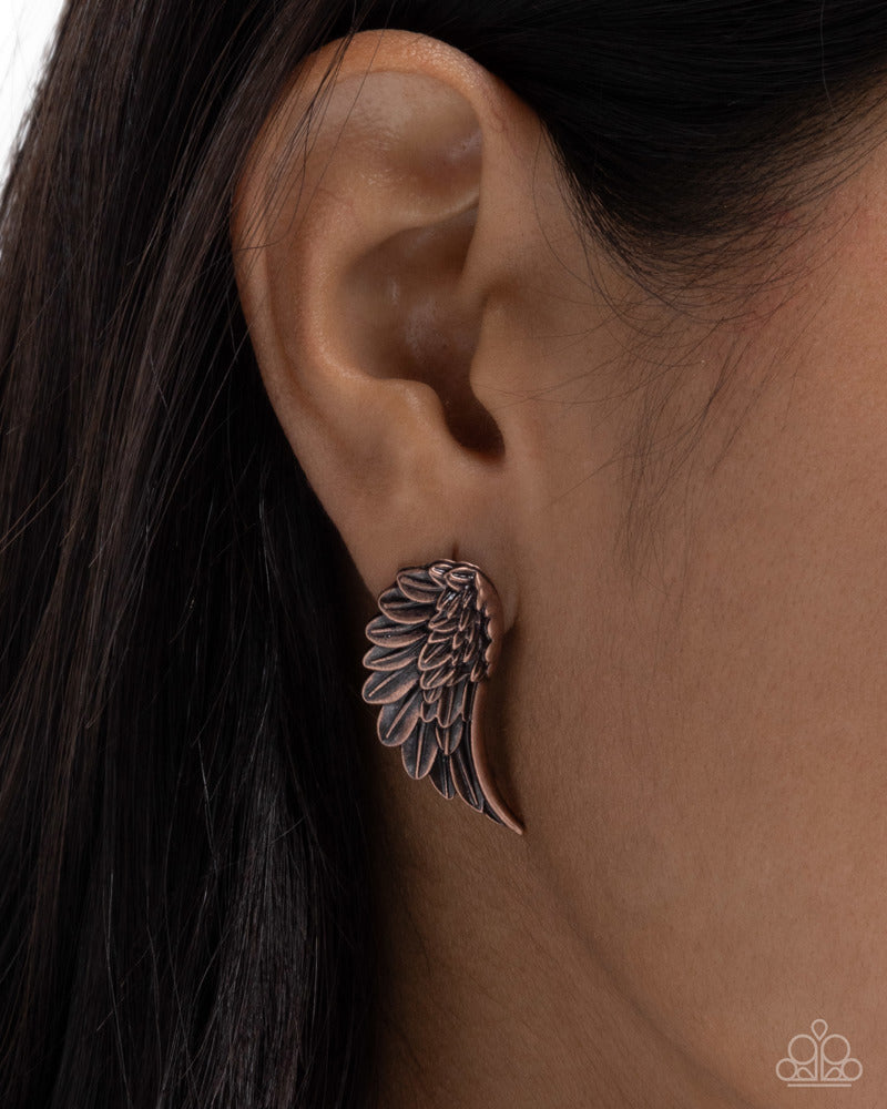 Articulate Angel Earrings - Copper | Paparazzi Accessories