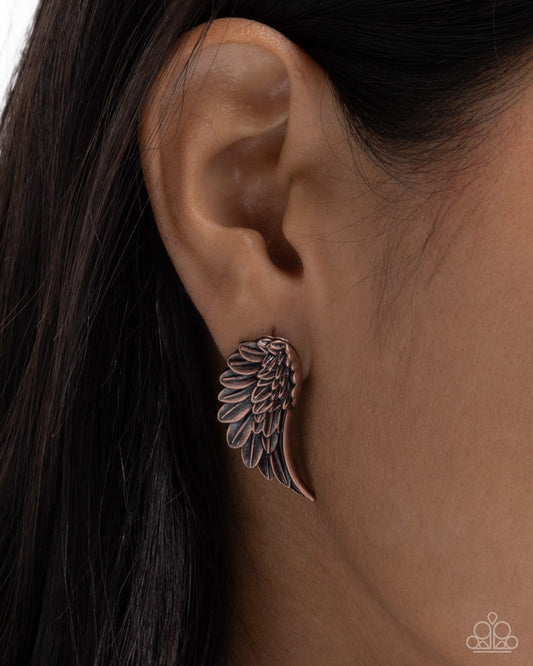 Articulate Angel Earrings - Copper | Paparazzi Accessories