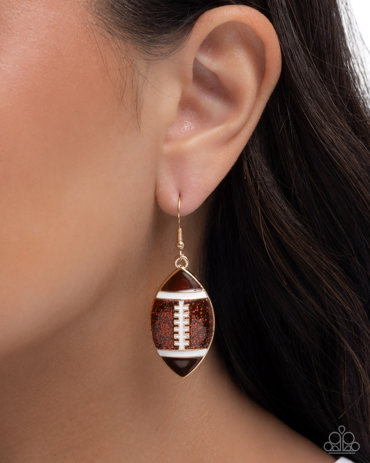 Football Facade Earrings - Brown | Paparazzi Accessories