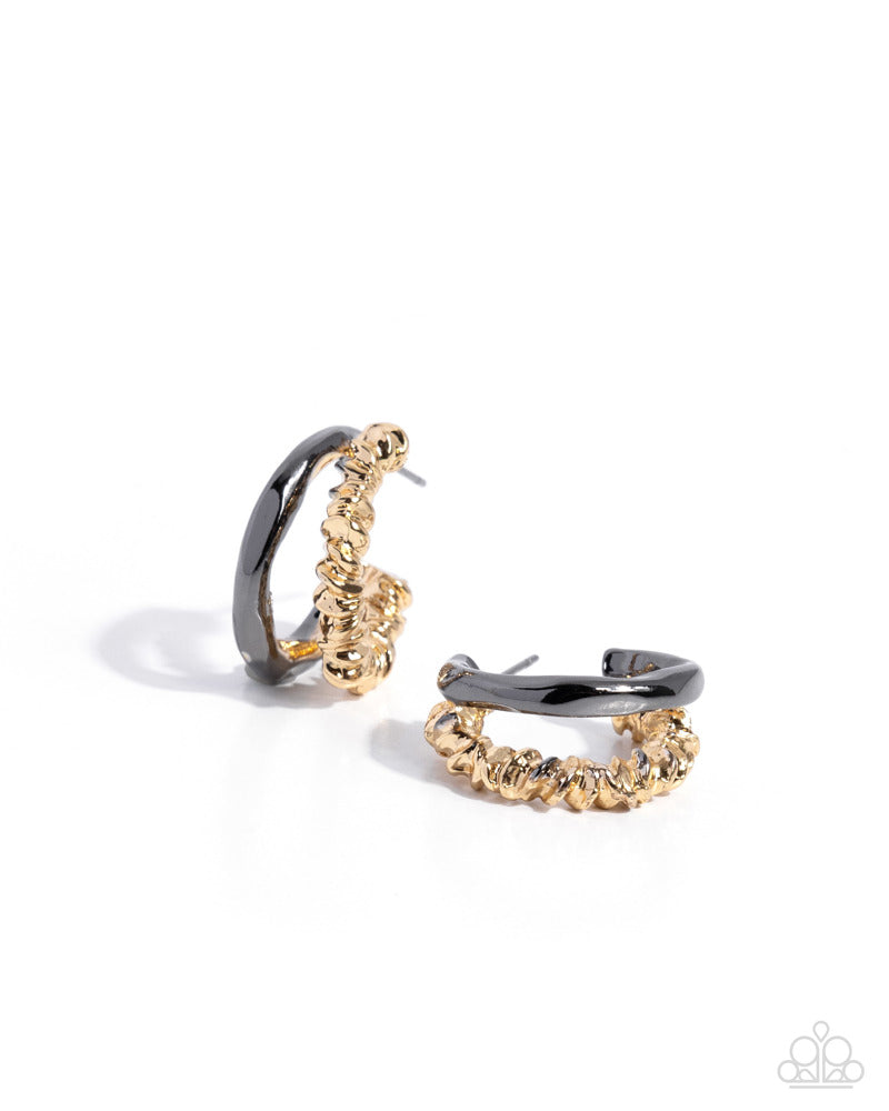 Serrated Selfie Earrings - Gold | Paparazzi Accessories image 3