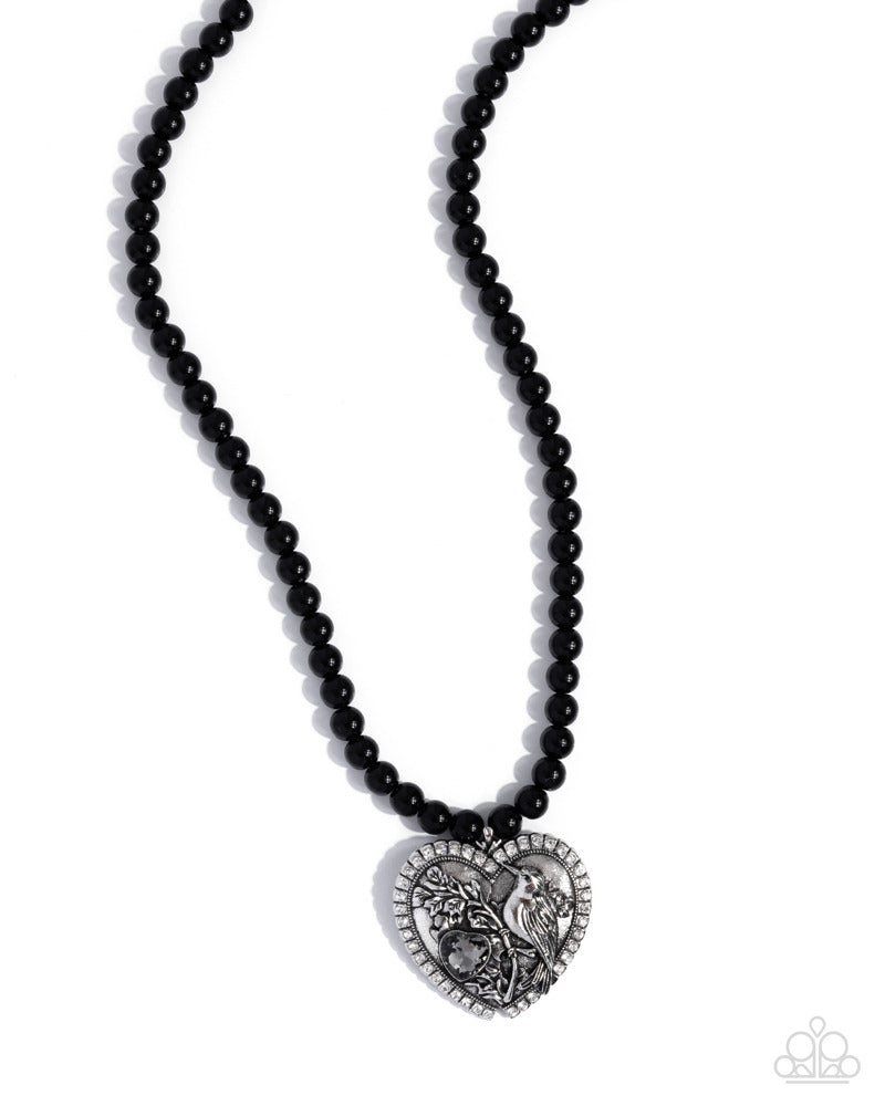 Heartfelt Hummingbird Necklace - Black image 2
