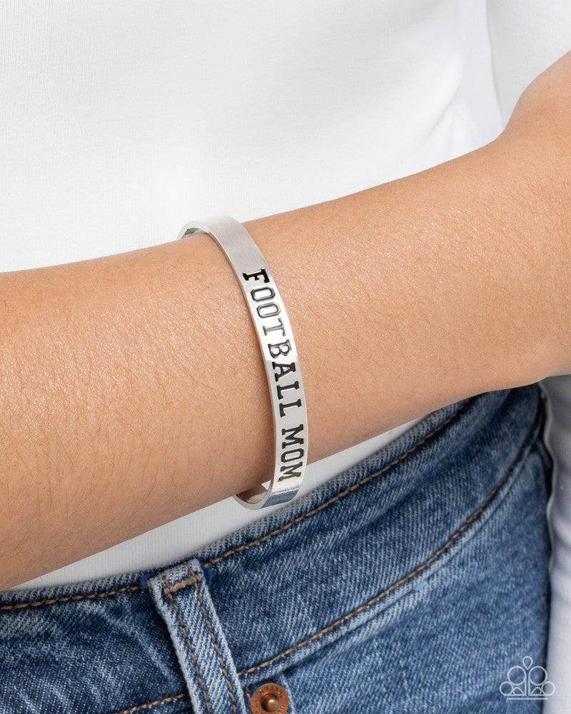 Football Mom - Silver | Paparazzi Accessories