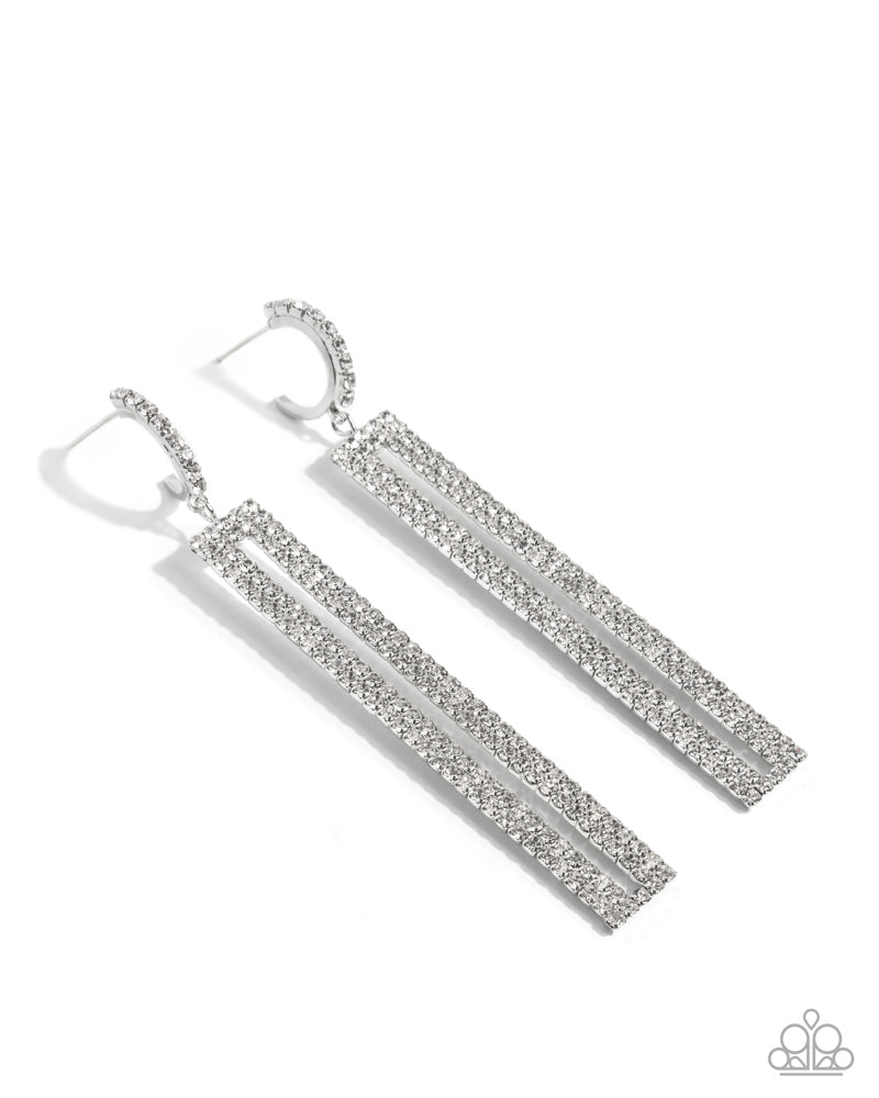 Elongated Ease Earrings - White | Paparazzi Accessories image 2
