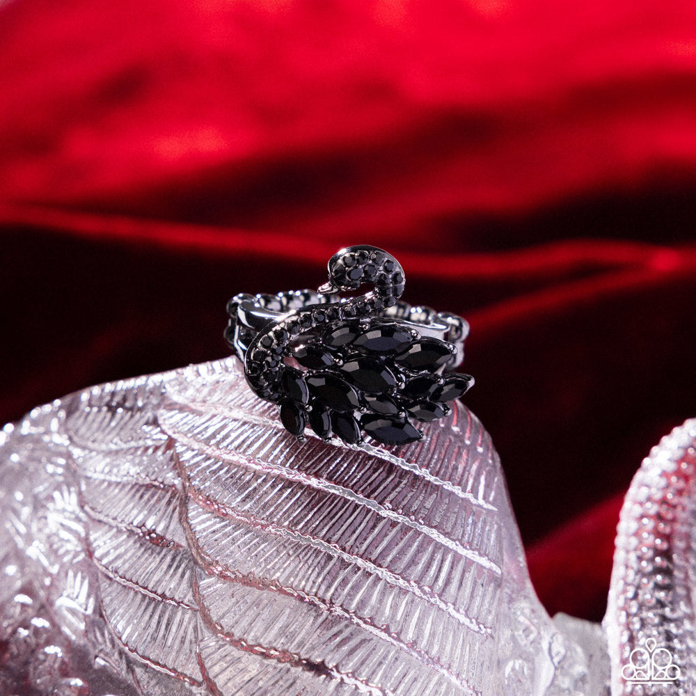Sensational Swan Ring - Black