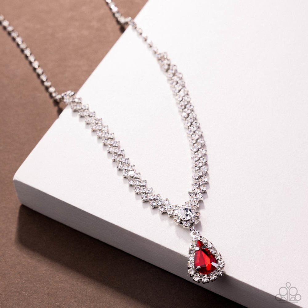 Teardrop Trimming Necklace - Red