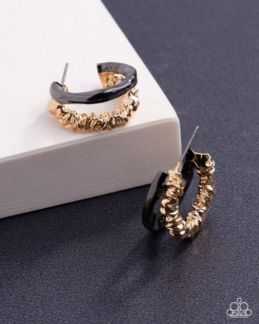 Serrated Selfie Earrings - Gold | Paparazzi Accessories