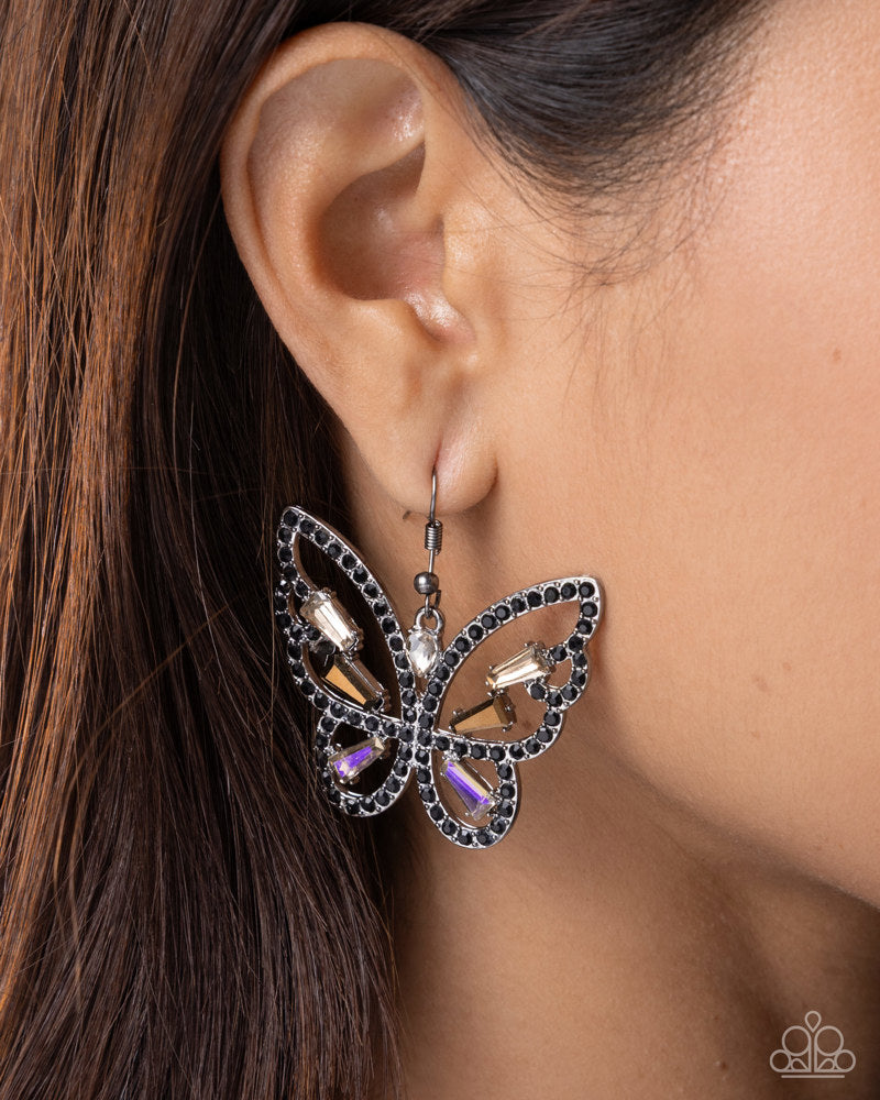 Fair Flutter Earrings - Black | Paparazzi Accessories