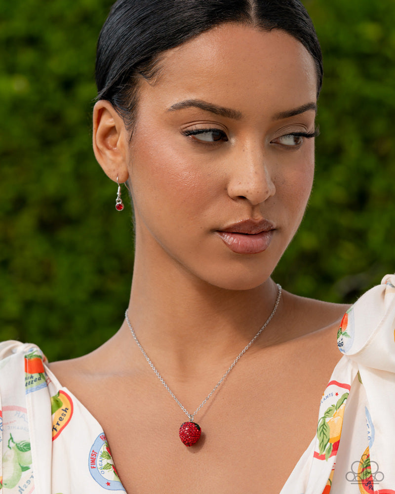 Strawberry Shimmer Necklace - Red