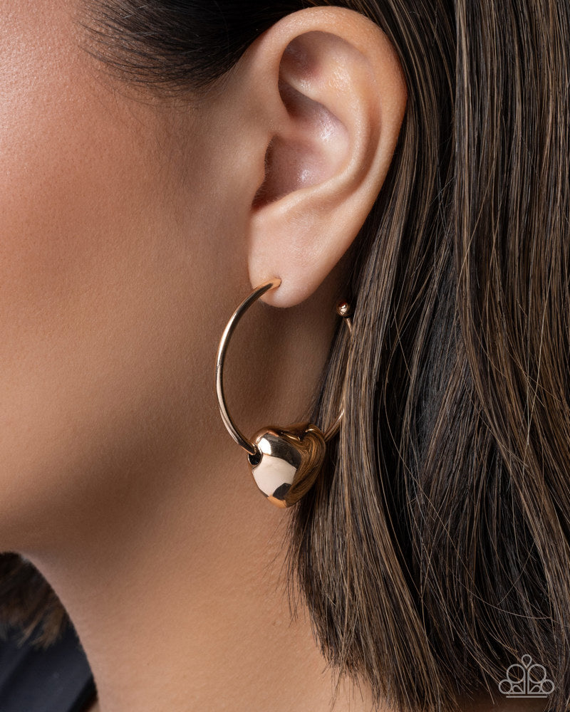 Fond Feature Earrings - Gold | Paparazzi Accessories