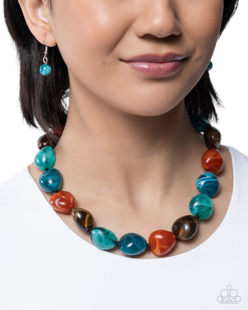 Colorful Contact Necklace - Blue | Paparazzi Accessories image 3