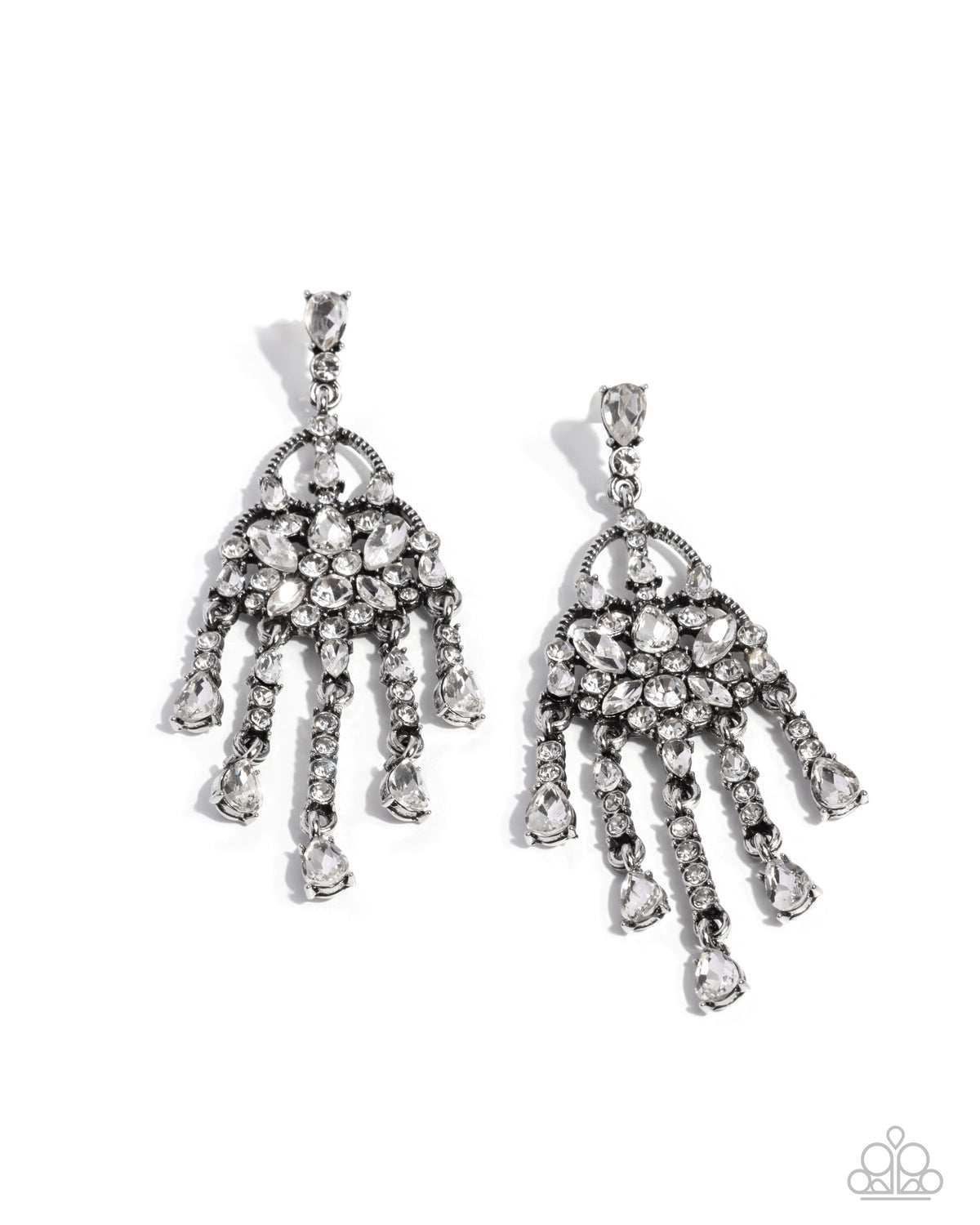 Sparkly Shimmy Earrings - White | Paparazzi Accessories image 2