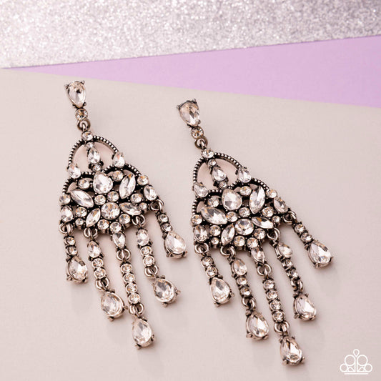 Sparkly Shimmy Earrings - White | Paparazzi Accessories