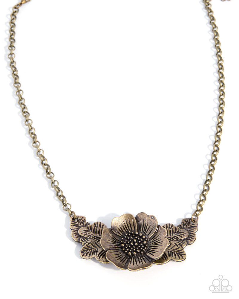 Blooming Bunch Necklace - Brass | Paparazzi Accessories image 2